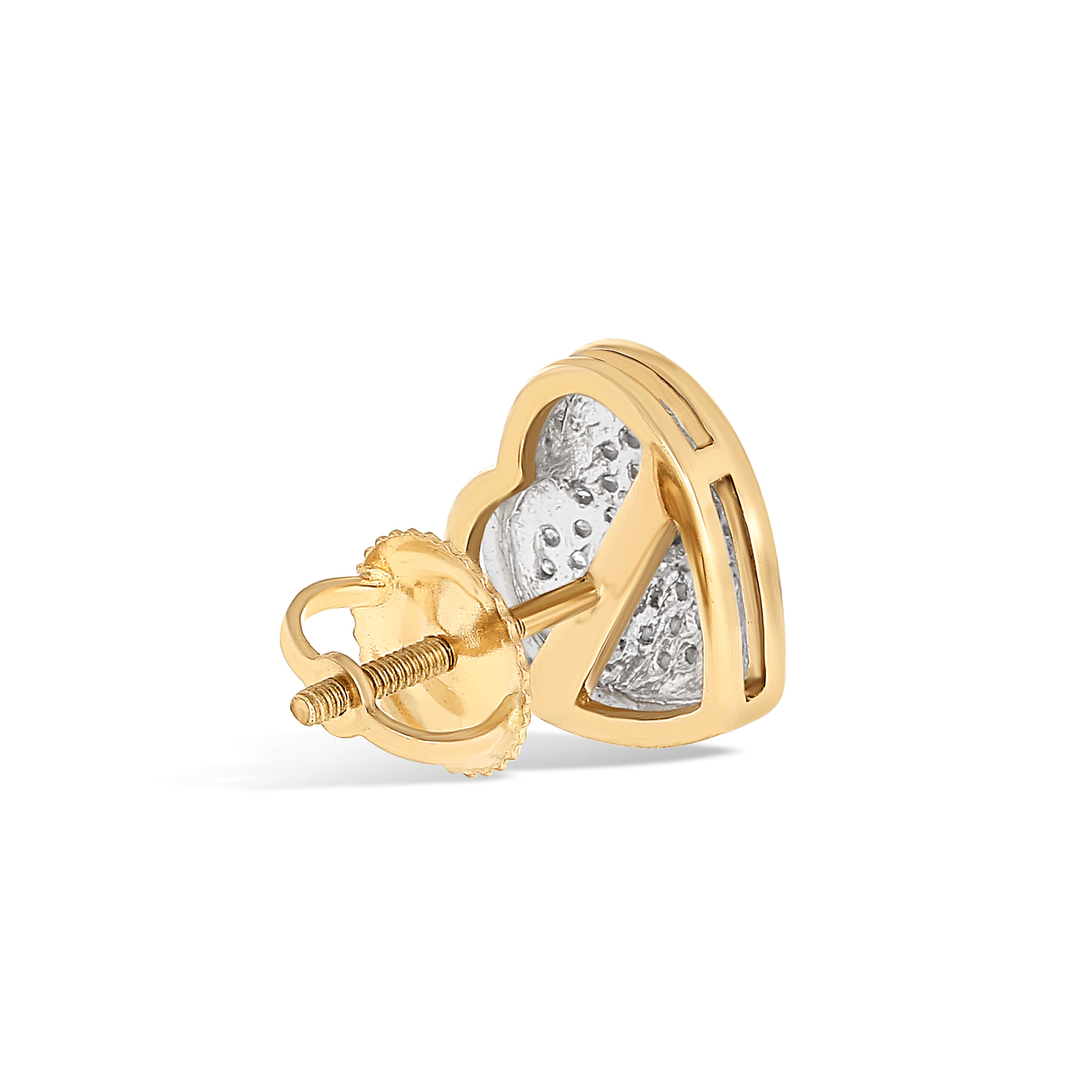 Heart Shaped Diamond Earrings 0.37 ct. 10k Yellow Gold